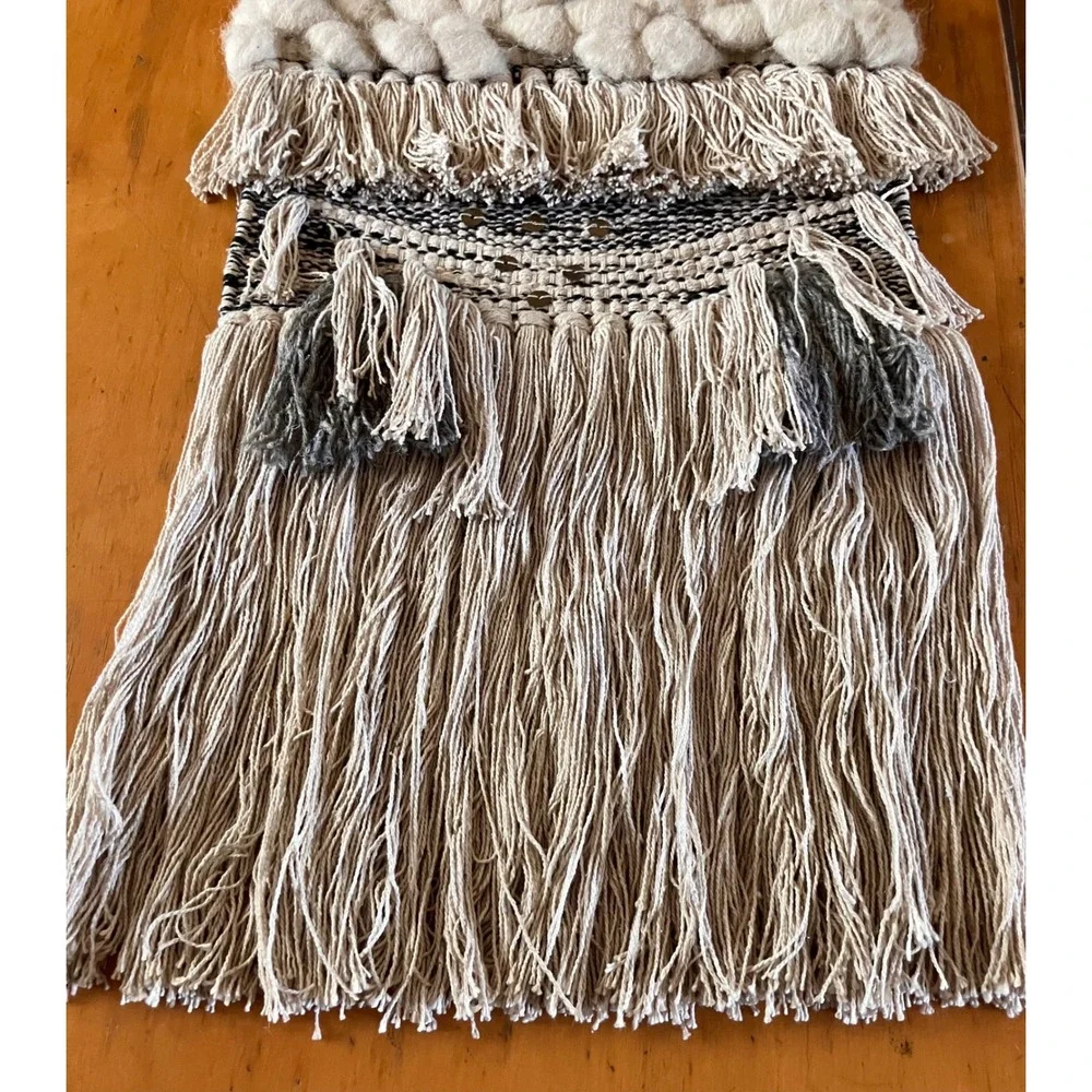 Woven Wall Hanging Home Decor Neutral Boho Fiber Art Tapestry